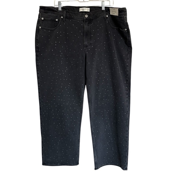 NWT Abercrombie & Fitch Low Rise The Baggy Stones Grey Jeans Size 34 Short - Picture 1 of 13